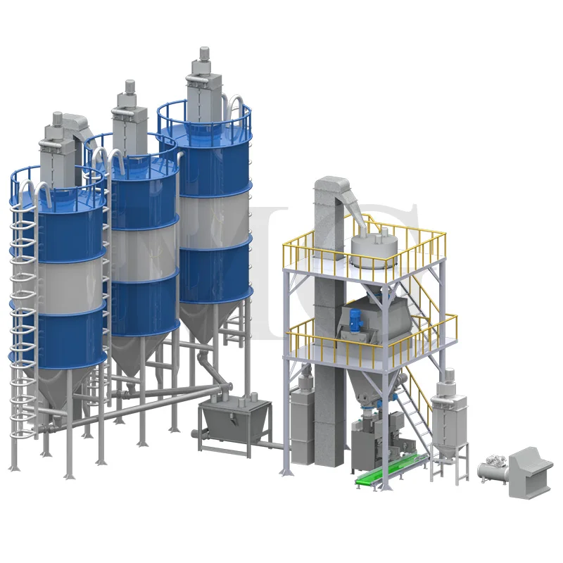 Automatic Dry Mortar Production Line Wall Putty Making Machine Cement Mixer Ceramic Tile Adhesive Manufacturing Plant For Sale