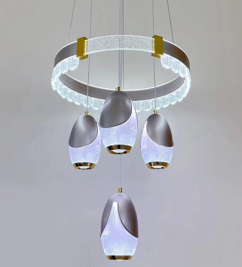 Newest indoor luxury LED pendant light gold LED hanging lamp home Nordic style modern Acrylic chandelier(2598-4P)