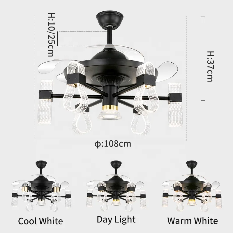 Роскошные 42 дюймов fandelier потолочный вентилятор со светодиодной подсветкой с пультом дистанционного управления
