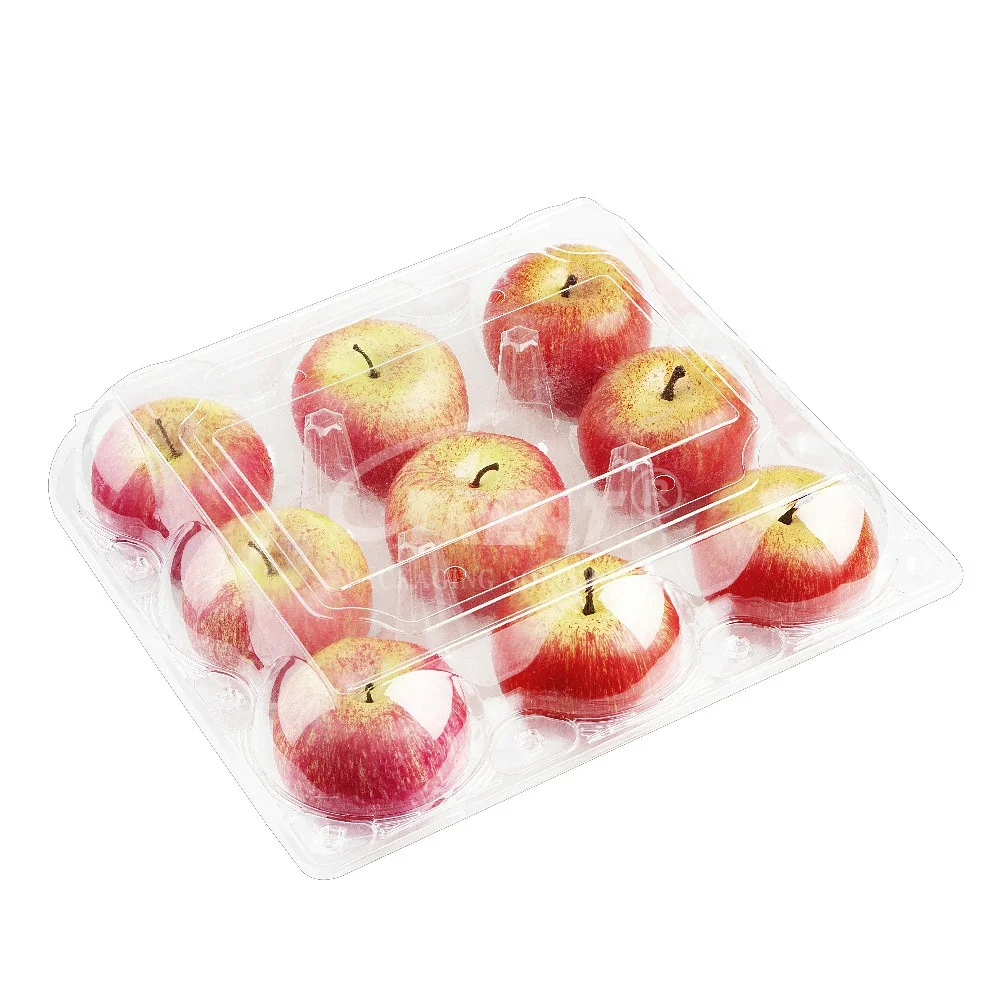 Custom Plastic Apple-Shaped Clamshell with 9 Dividers Fresh Fruit Box