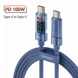 Toocki New Design 100w 1M/2M with lcd display c to c fast charging type c pd cable for huawei/Samsung/Tablet