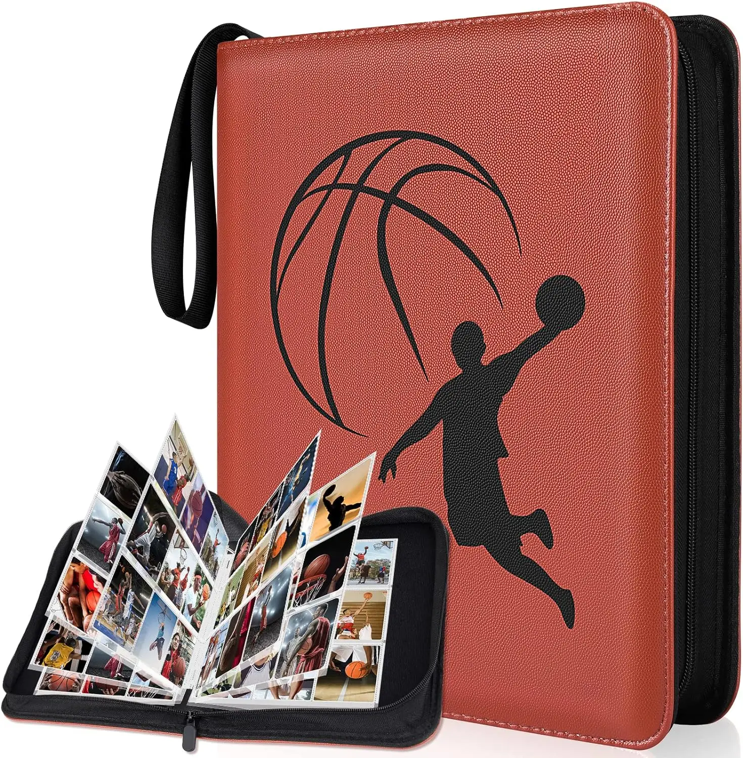 New Design Basketball Card Binder Sleeves Trading Cards Double Sided Pocket Page Album PU Leather Album Case