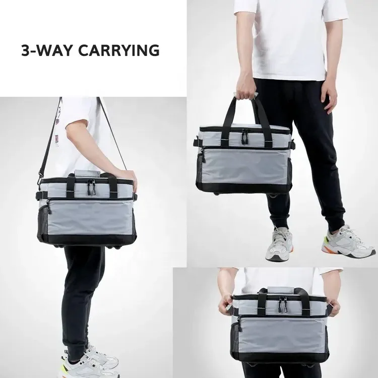 High Quality Cooler Bag Insulated Dual Compartment Lunch Bag With Soft Leakproof Liner And Reusable Aluminium Foil