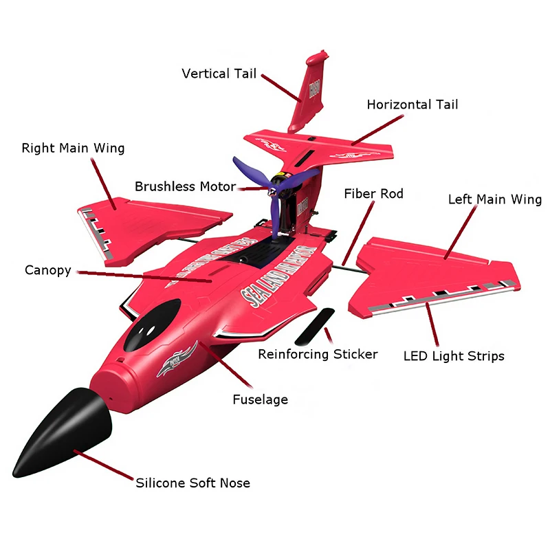 H650 Fixed Wing Lightweight 3 in 1 EPP Foam Sea Land Air Long Range Radio Control RC Aircraft Brushless DIY Fly Toy for Boys