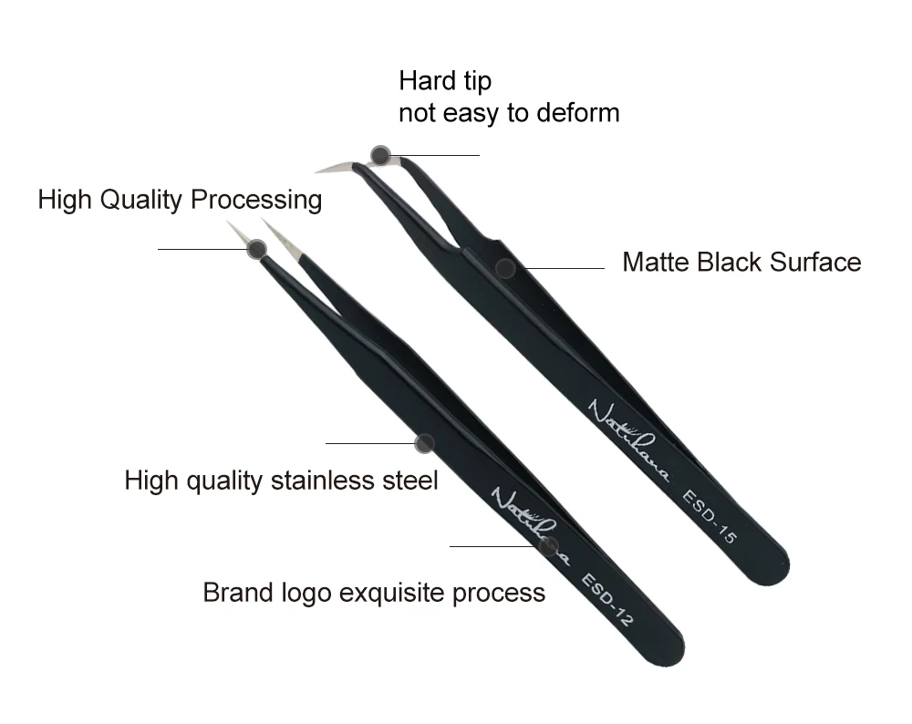 Hot Selling Lash Supplies Wholesale Custom Logo Gold Matte Black Fiber Tip Tweezers For Eyelash Extension Vendor
