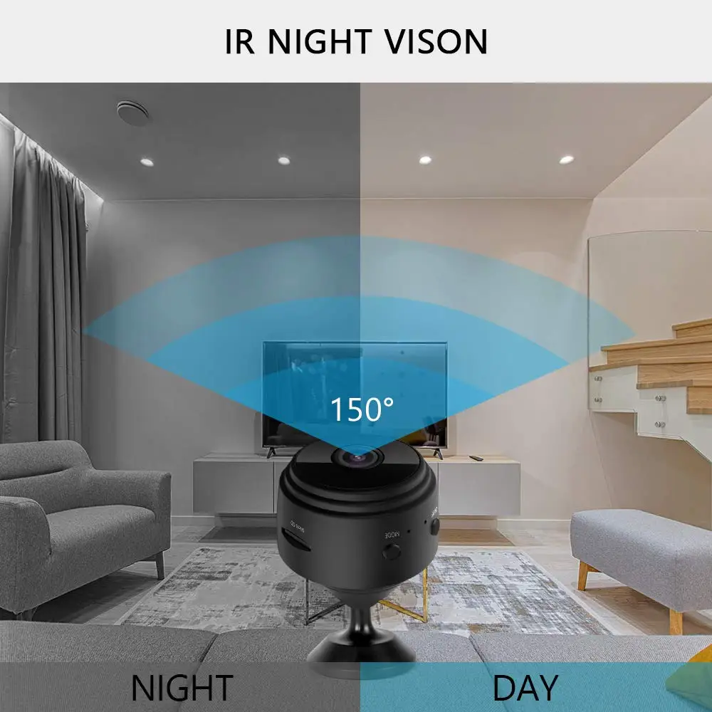 Full 1080P Audio Night Version Motion Sensor Support SD Card for iPhone Android Detection Nanny Surveillance Cam