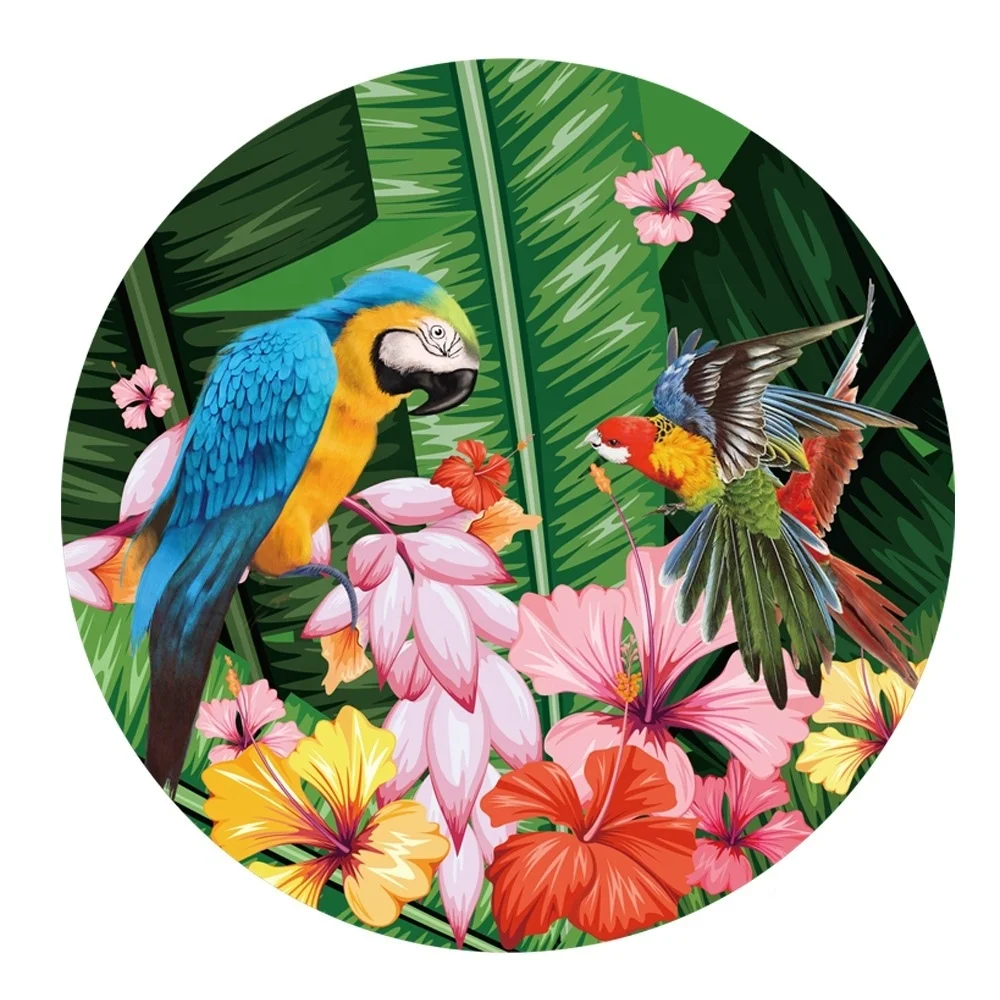Colorful parrot tropical green plant plate  home kitchen plate western food plate