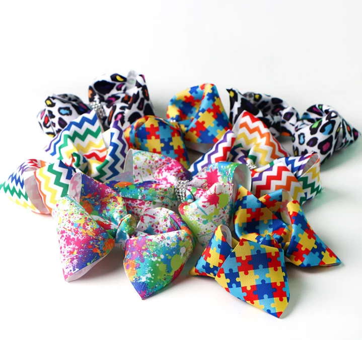 Diamond Printing Thread Ribbon Bow Hairpin Hair Ornament Plate Hair Rhinestone Tie Dye Fabric