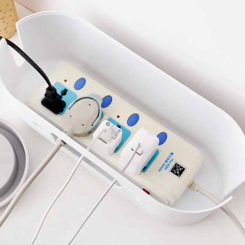 
New Style Anti-dust Phone Holder Multi Power Plug Socket Storage Box Cable Wire Cord Organizer Box 