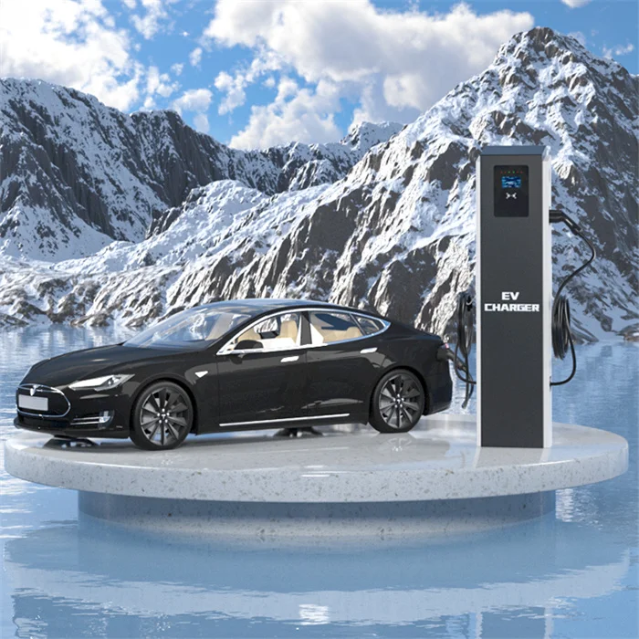 14KW 1-phase AC mode3 commercial fast car charger Type A RCD 4.3-Inch touch screen metal material station