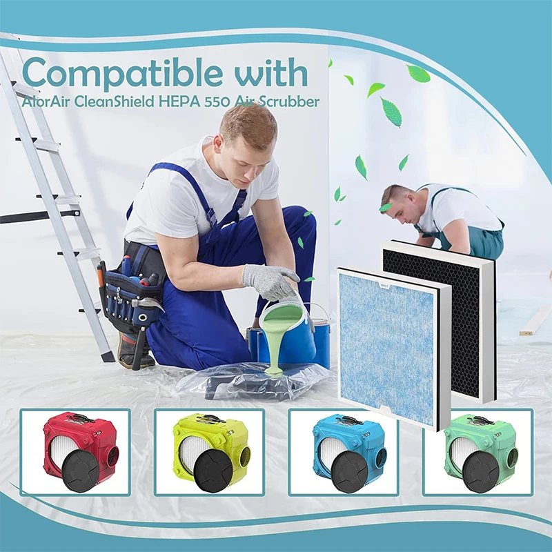 2 Pack Carmerny HEPA & Activated Carbon Filter Replacement Set Compatible With AlorAir CleanShield HEPA 550 Air Scrubber