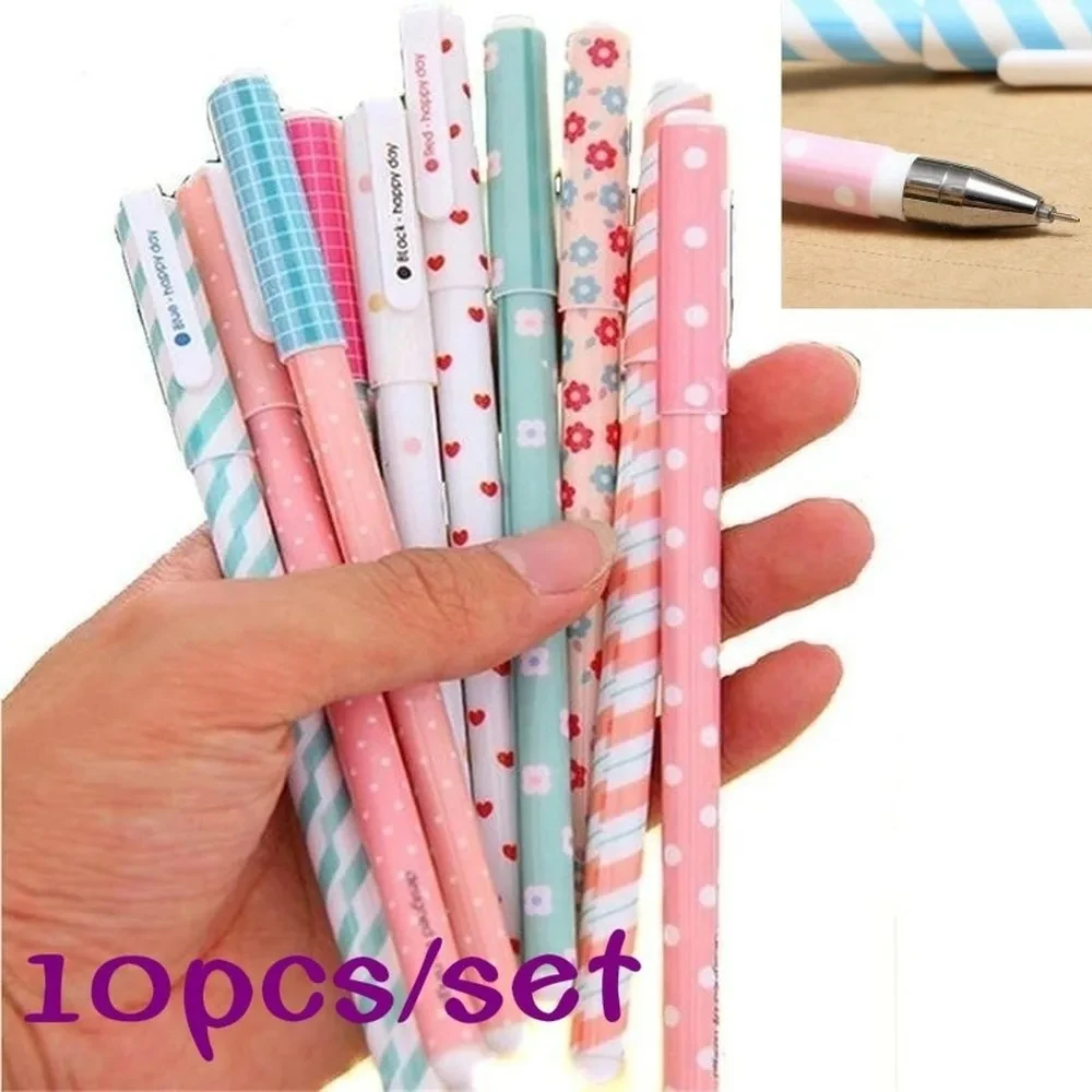 10 Pcs/Set Color Pen Flower Animal Starry Star Sweet Flora Colored Gel Pen 0.38mm Cute Pens for School Stationary
