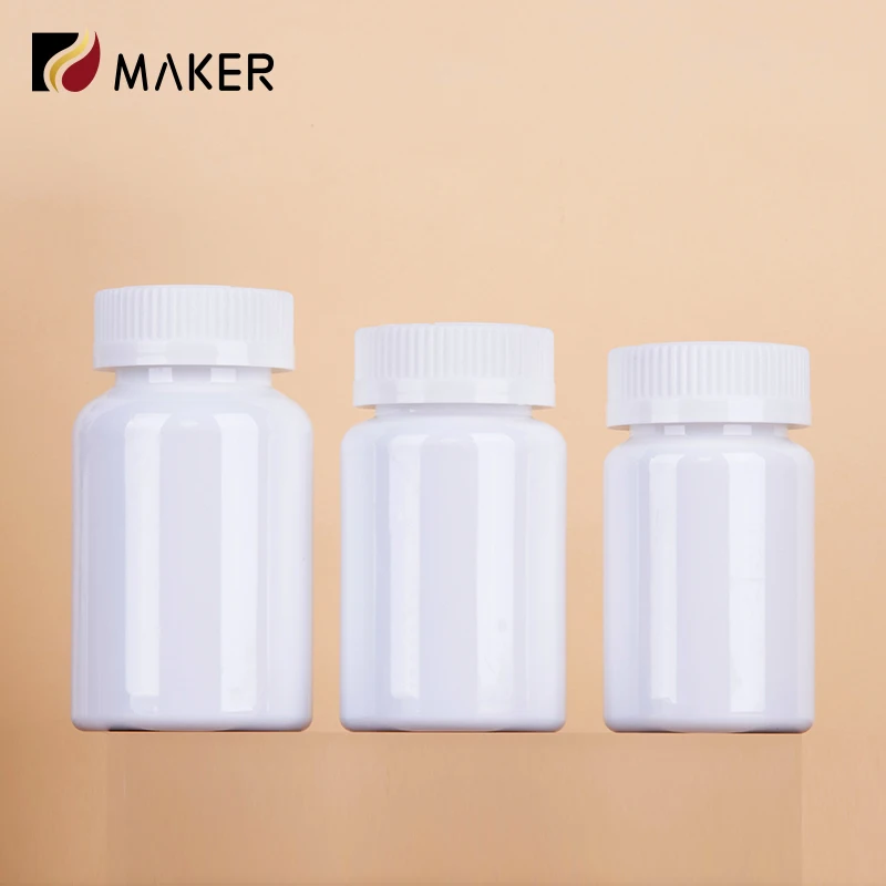 PE plastic health care product bottle 100ml white round open top plastic pharmaceutical supplement medicine pill capsule bottle