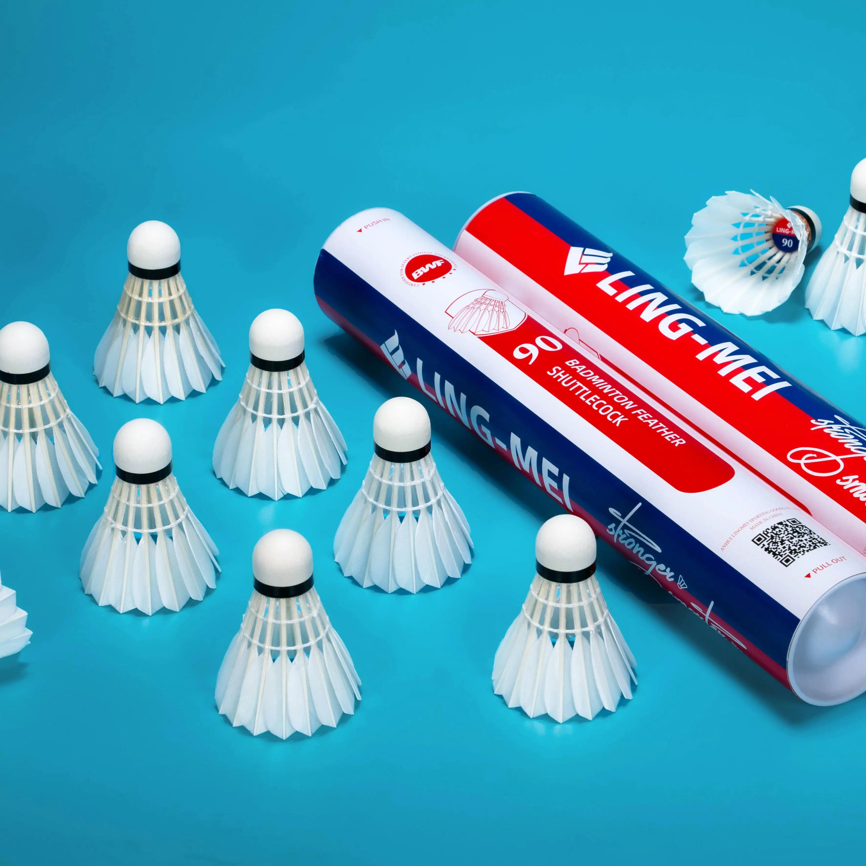 LINGMEI-90 BWF Goose Feather Badminton Shuttlecock Birdies Birdie Shuttle China Factory For International Tournament Training