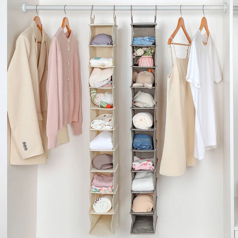 LINDON Closet Storage Organization Collapsible Fabric Organizer Hanging Shelves Folding Closet Organizer for Shoes Bags Hats