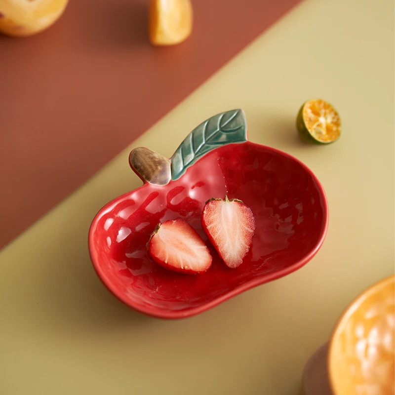 Novelty Irregular Fruit Shape Underglazed Ceramic Plates Healthy For Baby Use Dishes And Plates 3440