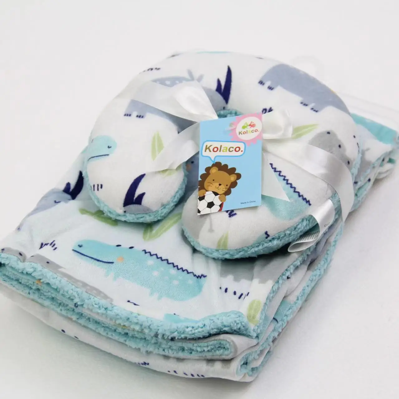 Baby products 100 polyester fleece neck pillow and soft plush velour baby blanket