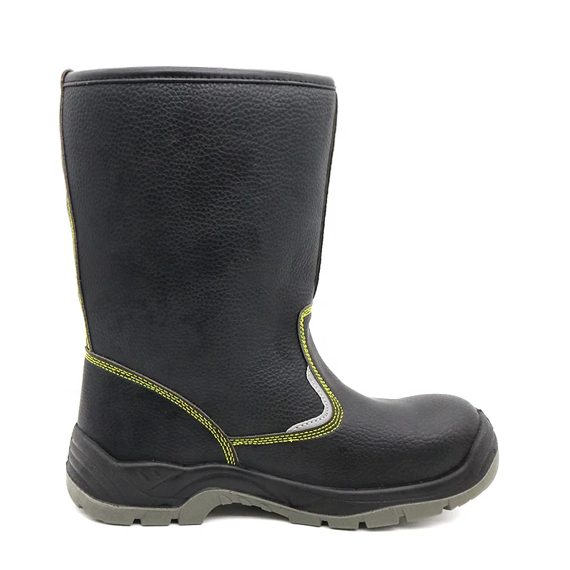 High cut non-slip oil resistance black cow leather puncture-proof steel toe men safety boots welding