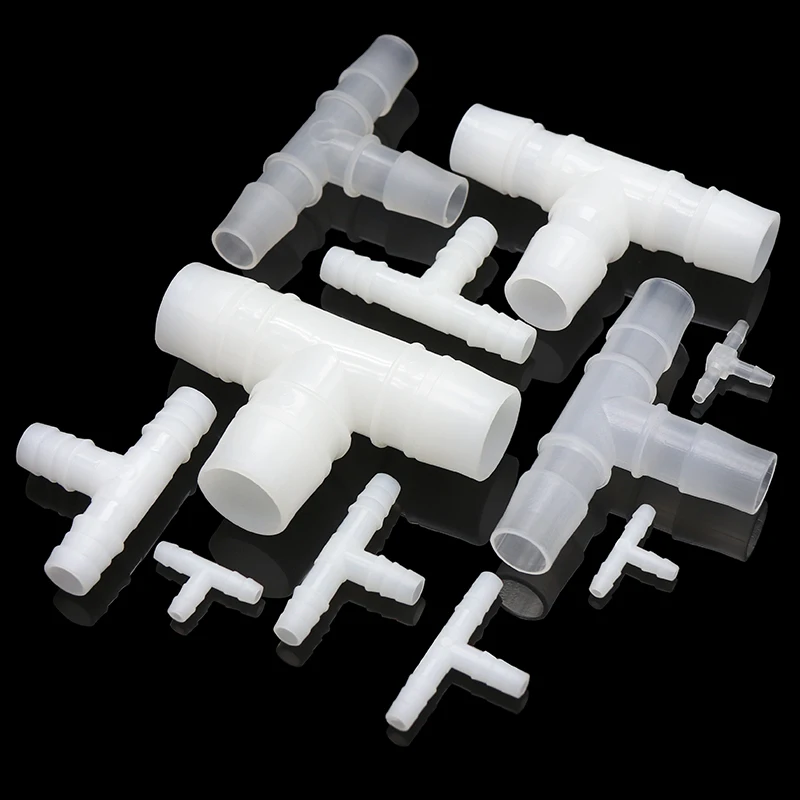 White T Shaped Pipe Fittings Equal Plastic PP PE 3 Ways Hose Tube Barbed Reducing Tee Garden Water Connector