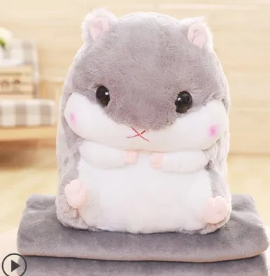 custom cartoon squirrel coral fleece cute hamster DOLL cushion Stuffed Animal plush toys throw quilt pillow blanket