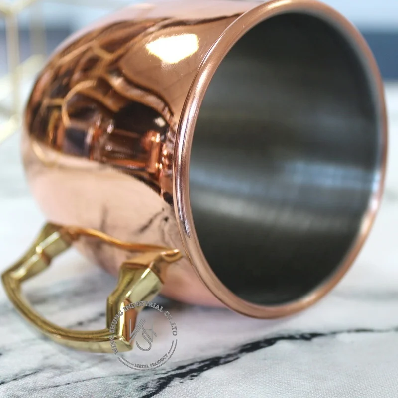 550ML Smooth Surface Hot Stainless Steel Copper Moscow Mule Mug Copper Mule Mug