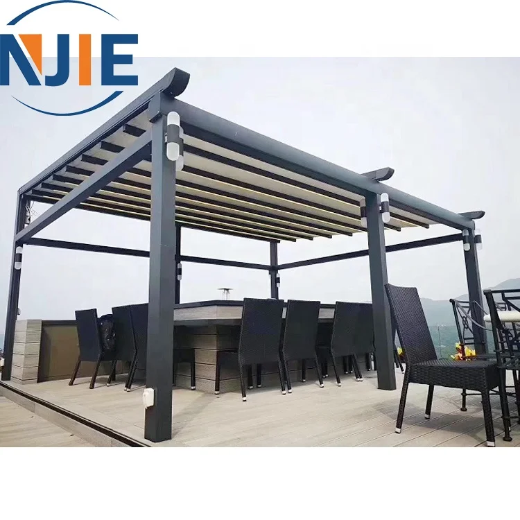 Remote control switch garage awning cost PVC roof gazebo balcony retractable pergola
