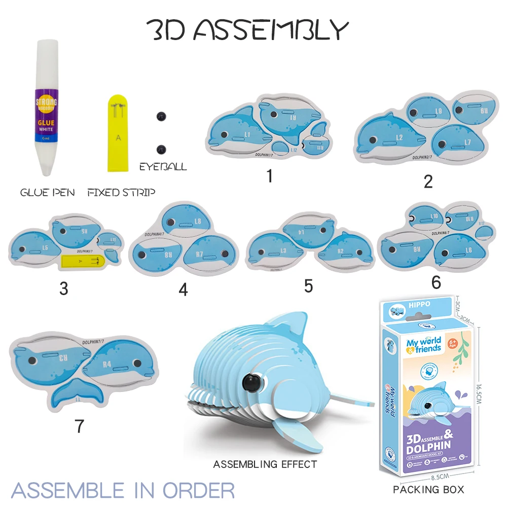 Kids educational jigsaw puzzle 12 animals cartoon 3D stereoscopic puzzle dinosaur dog shaped assembly puzzle