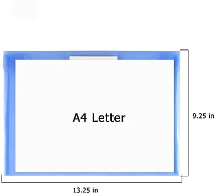 Clear Document Folders Plastic Envelopes Poly File Envelopes with Label Pocket and Snap Button