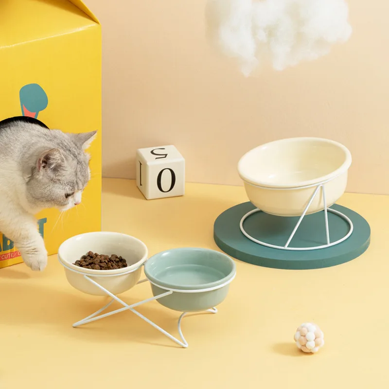 Pet Bowl Bowl Feeder Available Wholesale Marble Cat And Dog Ceramic With Metal Stand Cat Ceramic Water Bowl Non Wet Mouth