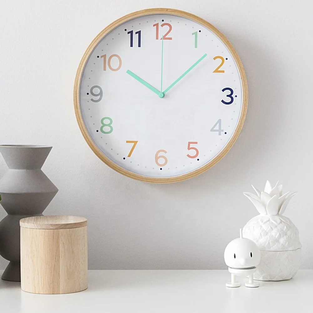 Hot Sale 10inch modern nordic custom wooden wall clock home decoration