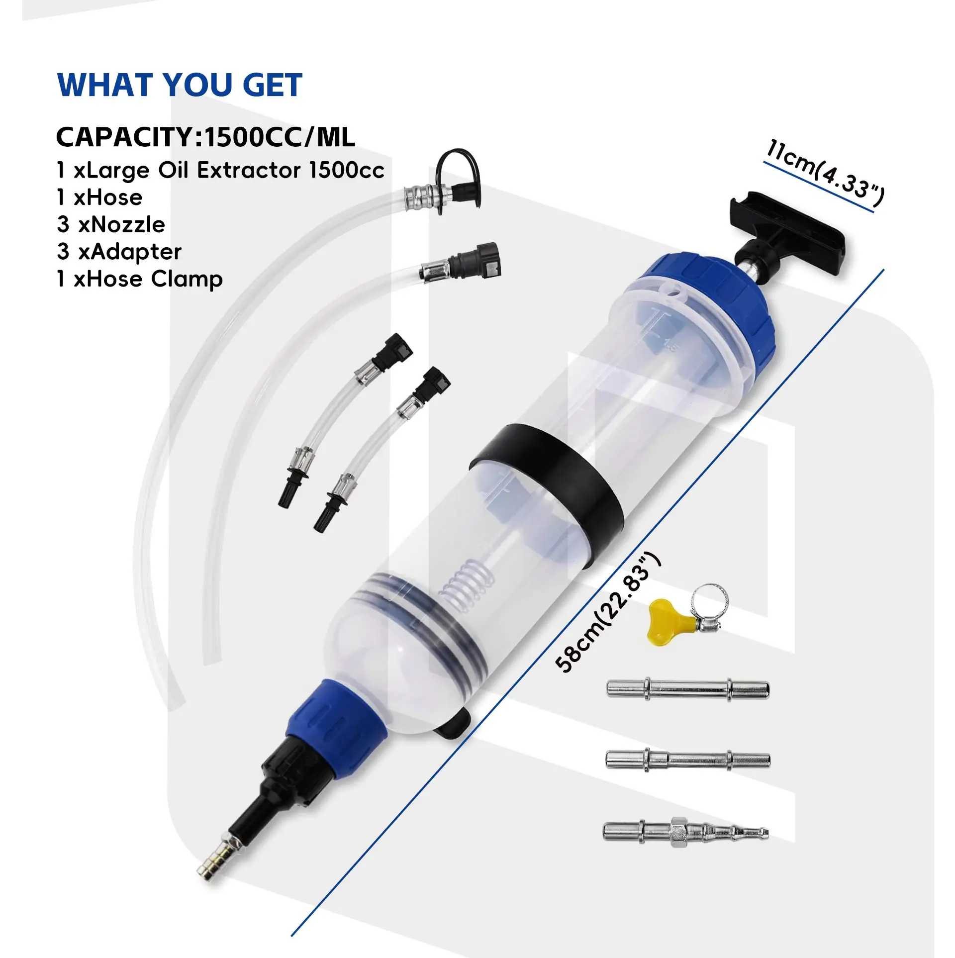 1.5L Capacity Manual Oil Fluid Extraction Extractor Filling Syringe Bottle Fluid Suction Vacuum Extractor Transfer Syringe Pump