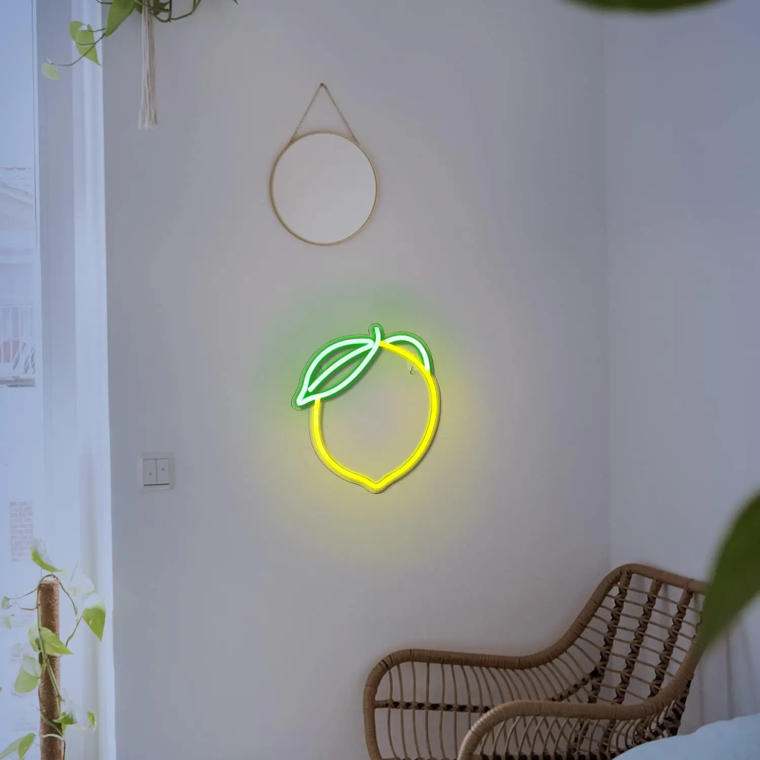Weicao Lemon Led Neon Sign 5V Dimmable USB Fruit Neon Light Signs for Fruit Shop Kids Room Bedroom Apartment Home Room Decor