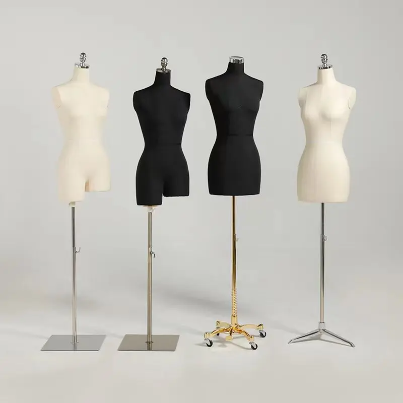 Adjustable Linen Half High Quality Fabric Dress Form Sewing Female Torso Tailor Mannequin