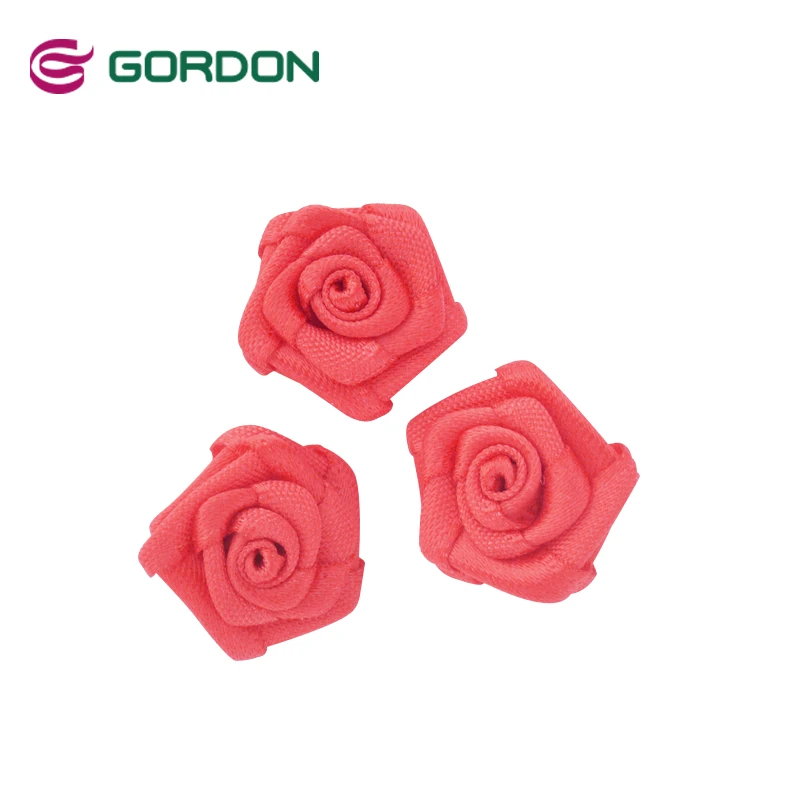 3 CM Handmade Rose Make Satin Ribbon Rose Flower for Wedding Decoration