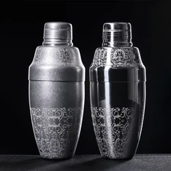 Japanese Style 500ml Stainless Steel 3-Piece Etching Cocktail Shaker Bar Shaker Cobbler Shaker Bar Tools
