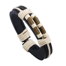 2021 New High Quality Fashion Braided Leather Jewelry Men Pu Leather Bracelet For Men