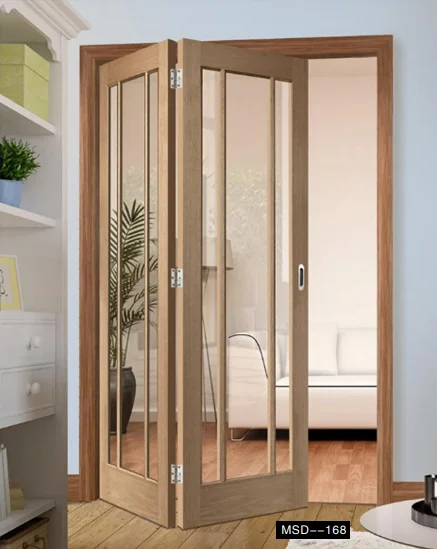 TOMA wooden folding doors solid wooden MDF and PVC free paint wooden doors customized the design size type color folding doors