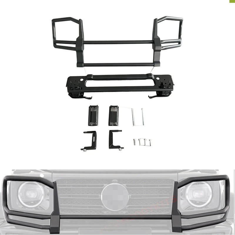 2029-2022 Year G Class W463A G63 Sports Style Bull Bar B Style Matt Black Front Bumper Guard Step Bar for W464Bull Bar