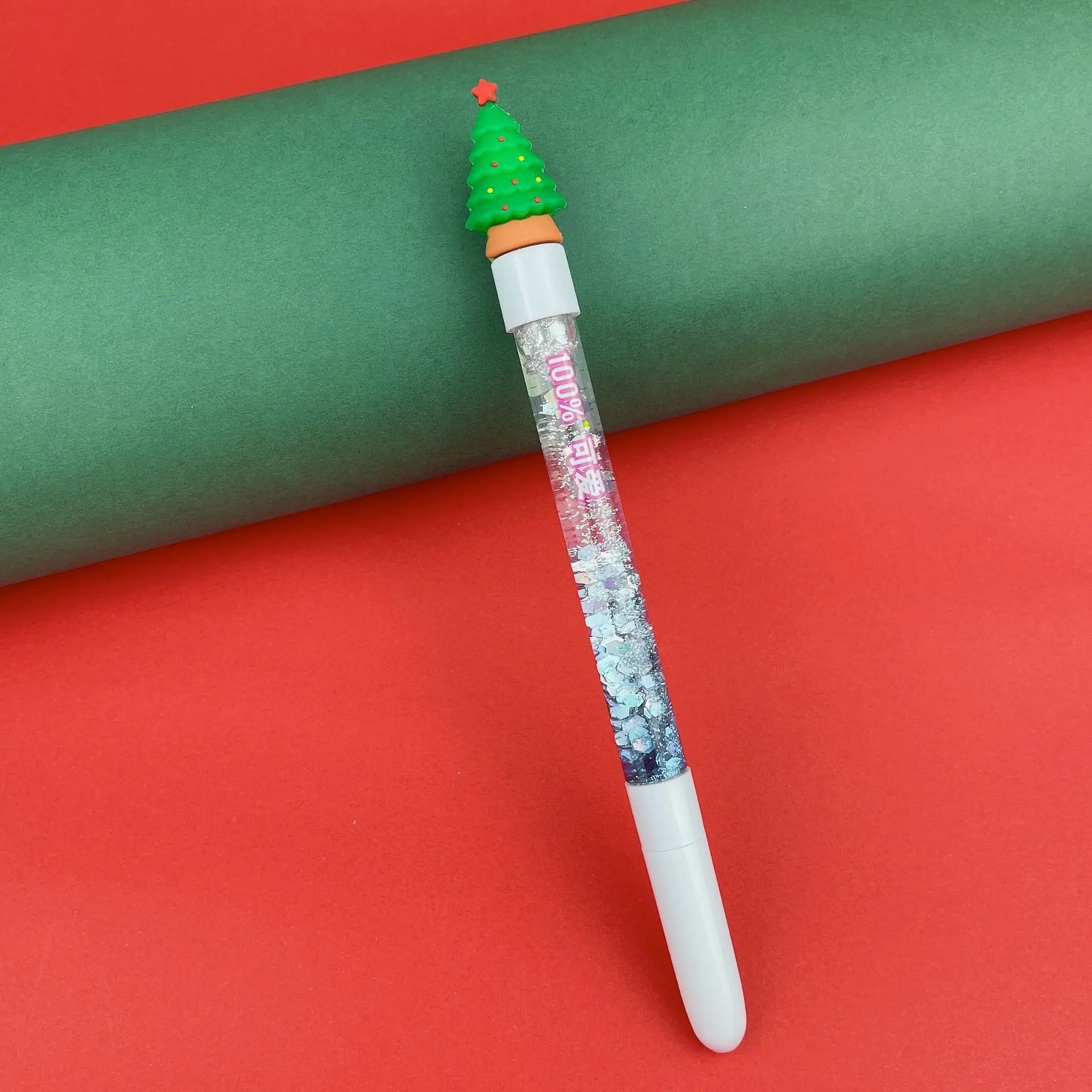 2022 New Father Christmas Elk Sequin Liquid Quicksand 0.5mm Gel Ink Pen Cartoon Unicorn Gel Pen