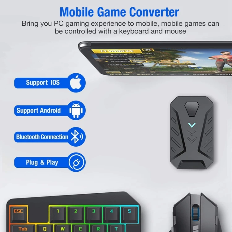 for PUBG Mobile Gaming Keyboard Mouse Combos RGB Backlit Keyboard and Mouse with Converter Adapter Set for PS4 PS5