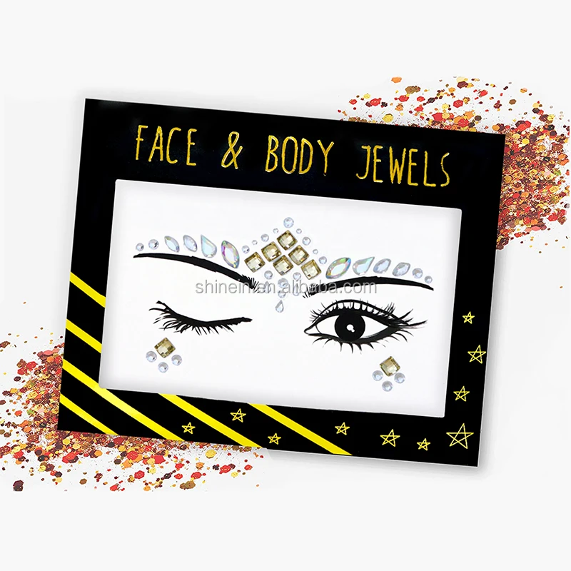Wholesale festival fashion Temporary Rhinestone Gem face body stickers