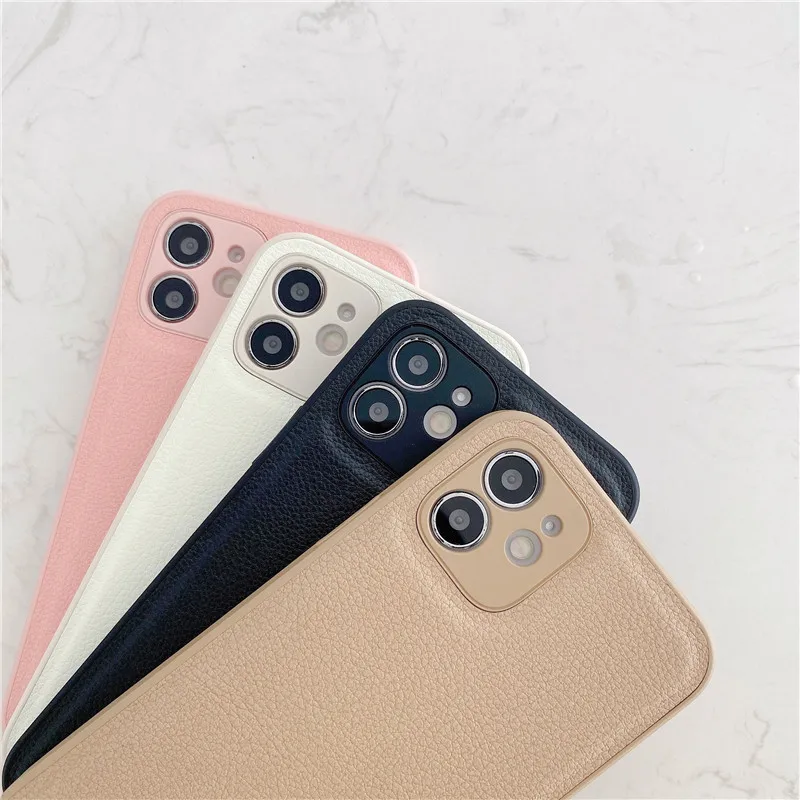 2022 New Fashion Simple Style PU Thin Soft Leather Unisex Full Cover Phone Case for iPhone 14 13 12 11 Pro Max XR X XS 7 8 Plus