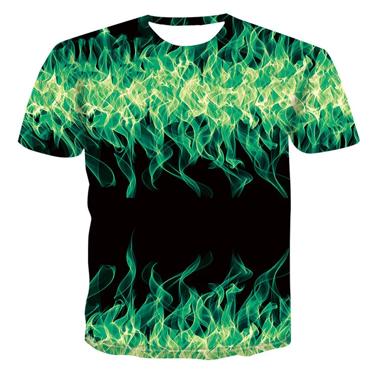 2023  ALLFLY Factory Custom 100% Polyester T-shirts For Men Sublimation 3d Printing  fire pattern T Shirts For Men graphic tees
