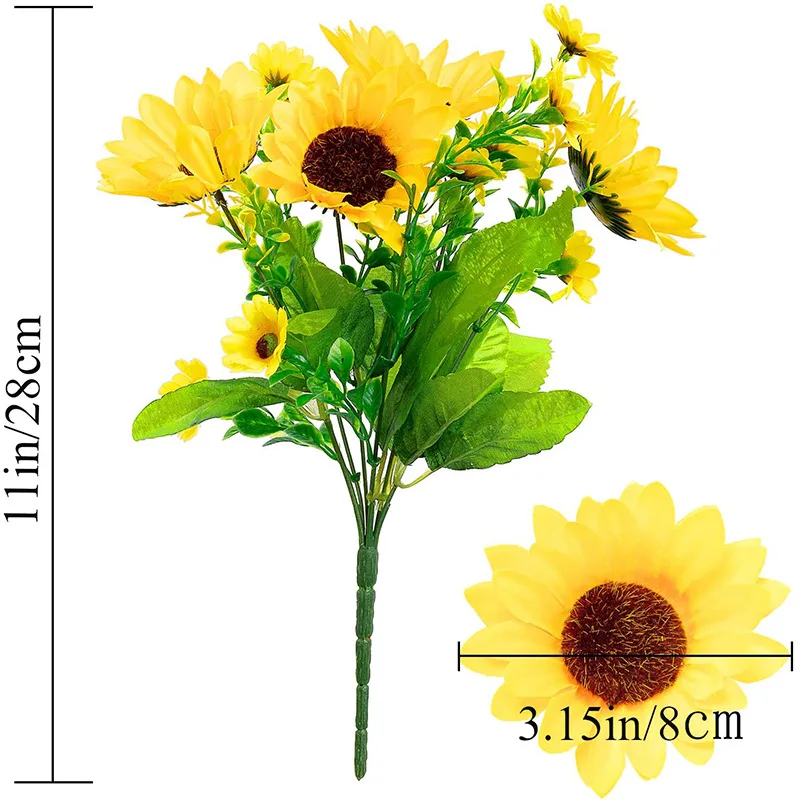 Artificial Flower Yellow Silk Sunflower Bouquet Decoration Outdoor Flower Arrangement Artificial Sunflower