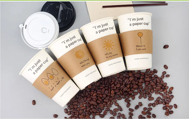 Custom logo printed disposable recycle 6oz 8oz 9oz 10oz 14 oz 16oz single double ripple wall hot coffee paper cups