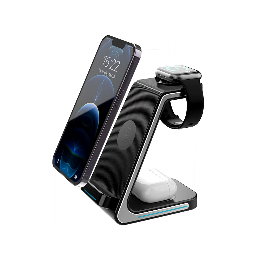 15W Fast Wireless Charger Stand For Iphone 12 15w Fast Charger 3 In 1 Fast Wireless Charger For Apple Watch Dropshipping Product