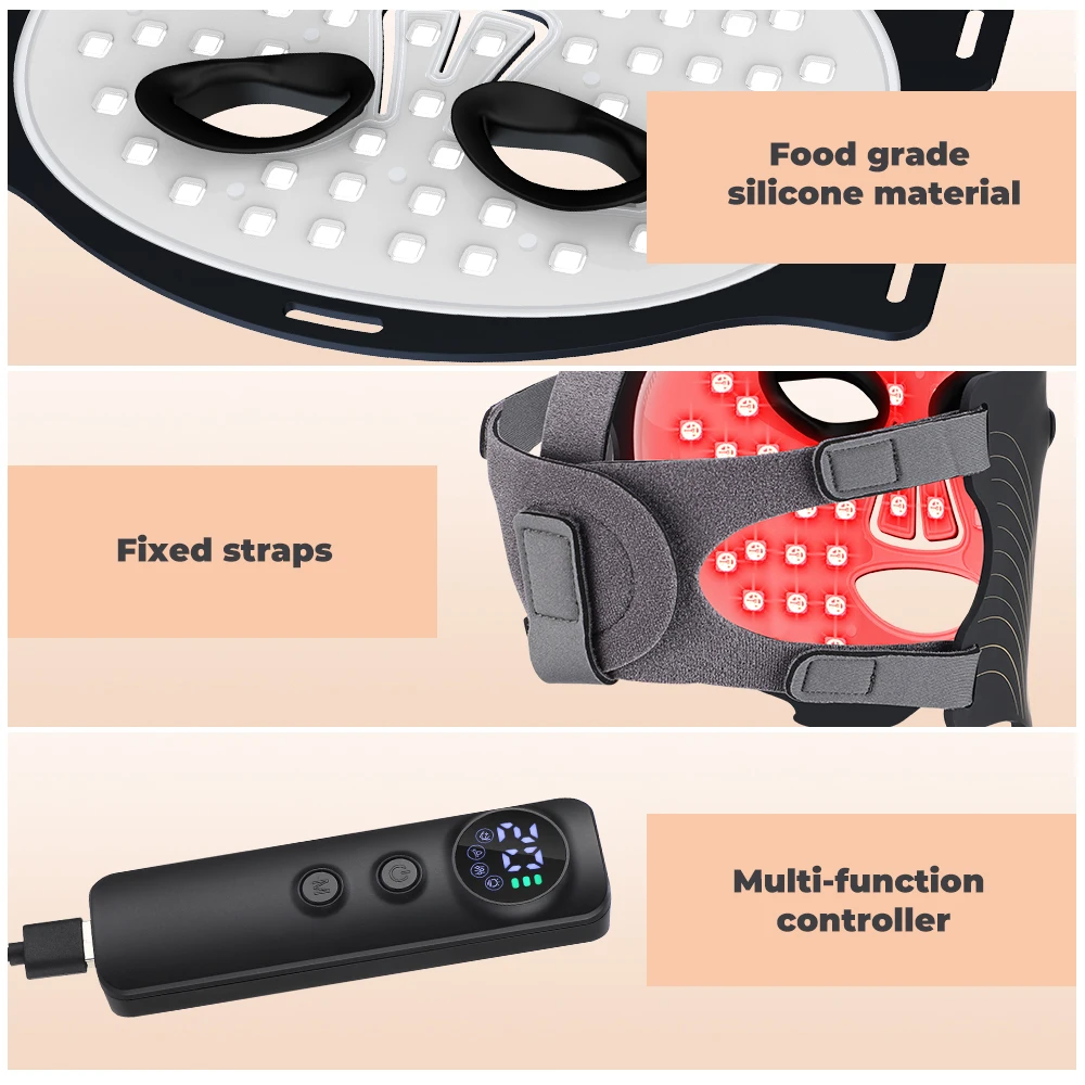 Anti aging 7 colors photon red light therapy facial beauty mask silicone face led mask