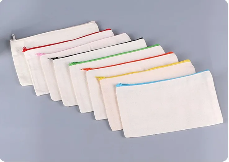 DIY Blank Fabric Blank Canvas Zipper Pouch Craft Pen Bag Multi-purpose Cosmetic Bag To Store Personal Belongings For Travel
