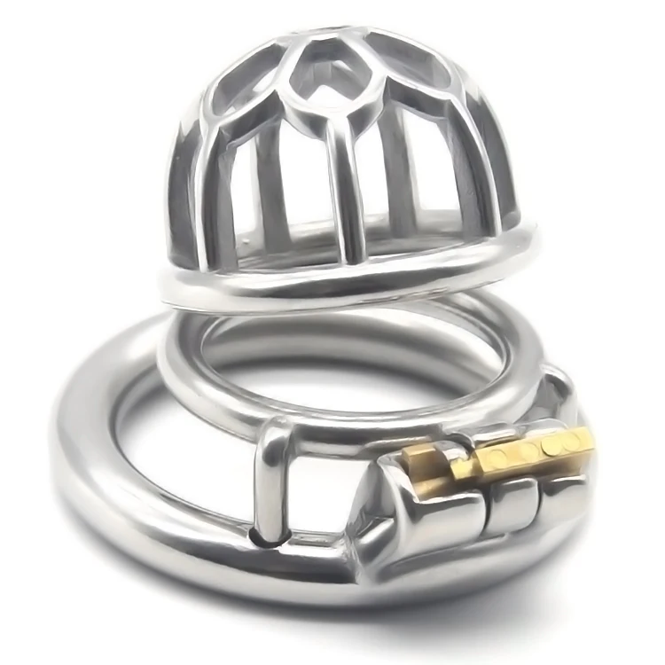 FRRK small cage male chastity device mesh metal penis cage penis locked in lust BDSM cock ring chastity device sex toys for men