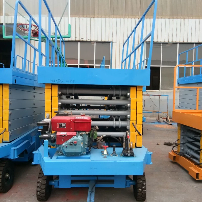 Indoor outdoor diesel engine mobile scissor lift electric scissor lift with low price